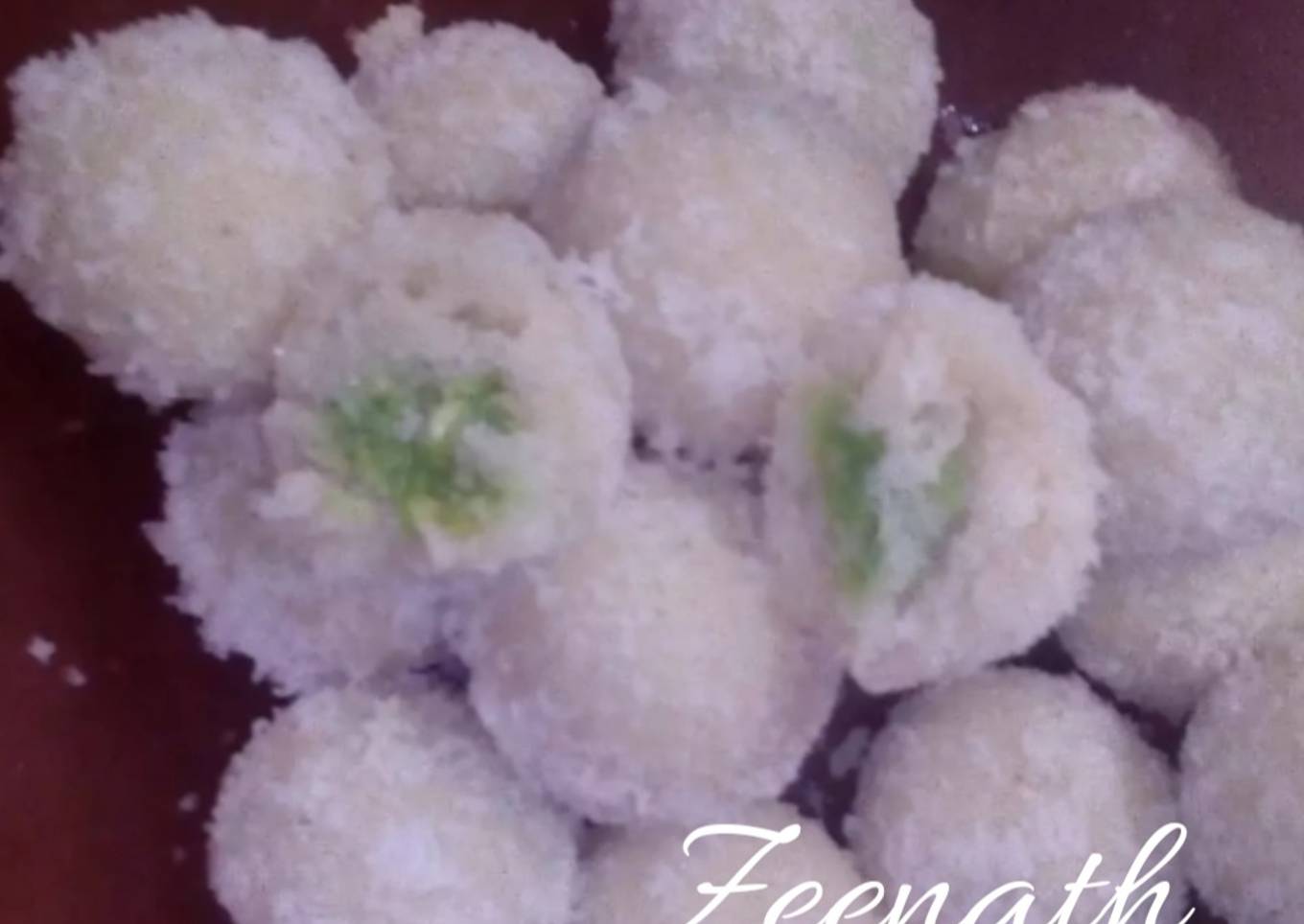 Pistachio stuffed Fresh Coconut Laddus