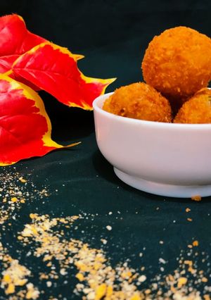 Foto resep Bola bola 4K (Kentang, Keju, Kornet Krispy)