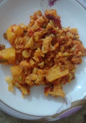 A picture of Spicy Allu  Ghobi Recipe.