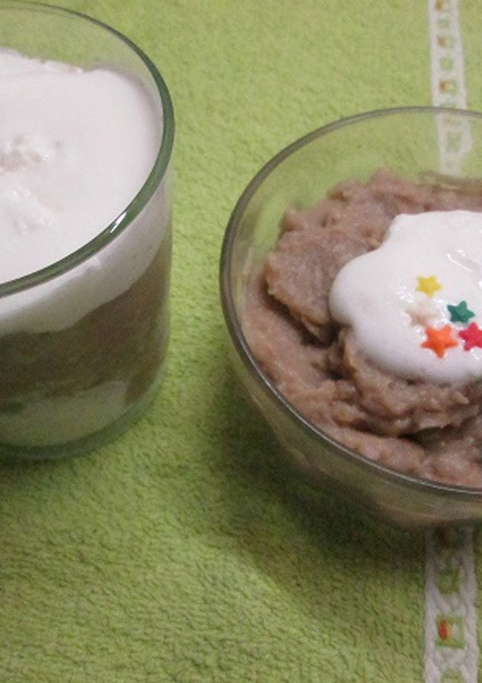 Una foto de Crema de caramelos sin azúcar con falsa nata