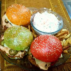 A picture of Colorful Burger Buns 🍔.
