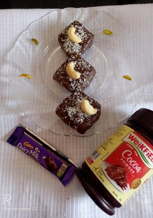 A picture of Chocolate kaju square.