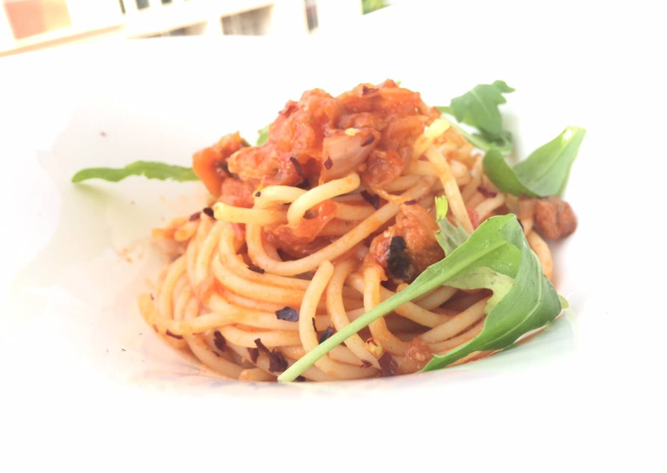 Spaghetti With Herring And Sauerkraut In Tomato Sauce
