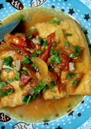 Hình của món Đậu hủ nhồi thịt kho cà chua.