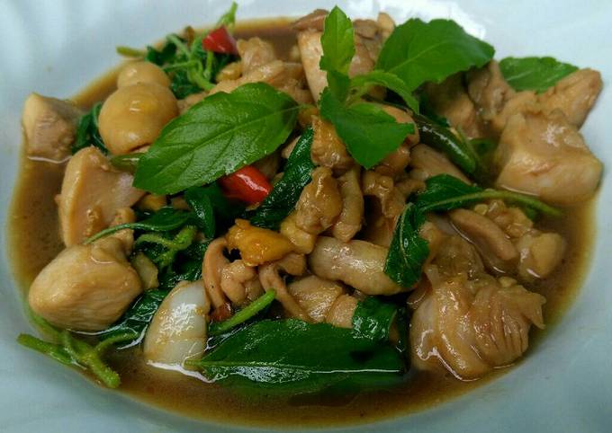 Step-by-Step Guide to Make Any-night-of-the-week Stir Fried Chicken with Hot Basil and Chili (Phad Kaphrao Gai)