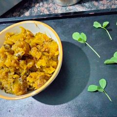 Pumpkin and methi ki sabzi A picture of Pumpkin and methi ki sabzi.