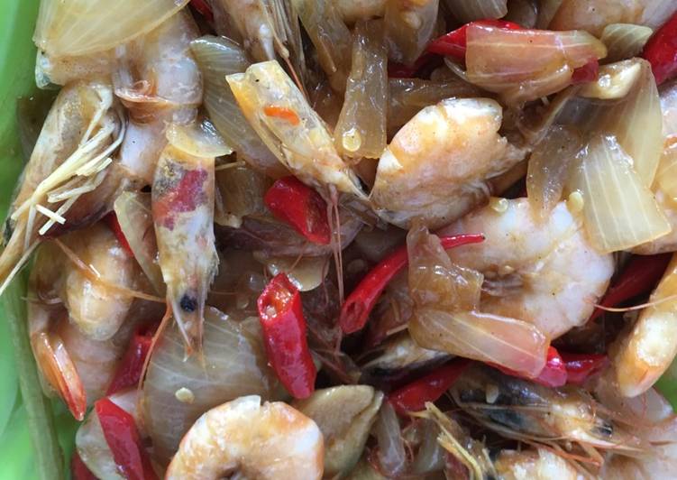 Resep Udang goreng mentega cabe merah Anti Gagal