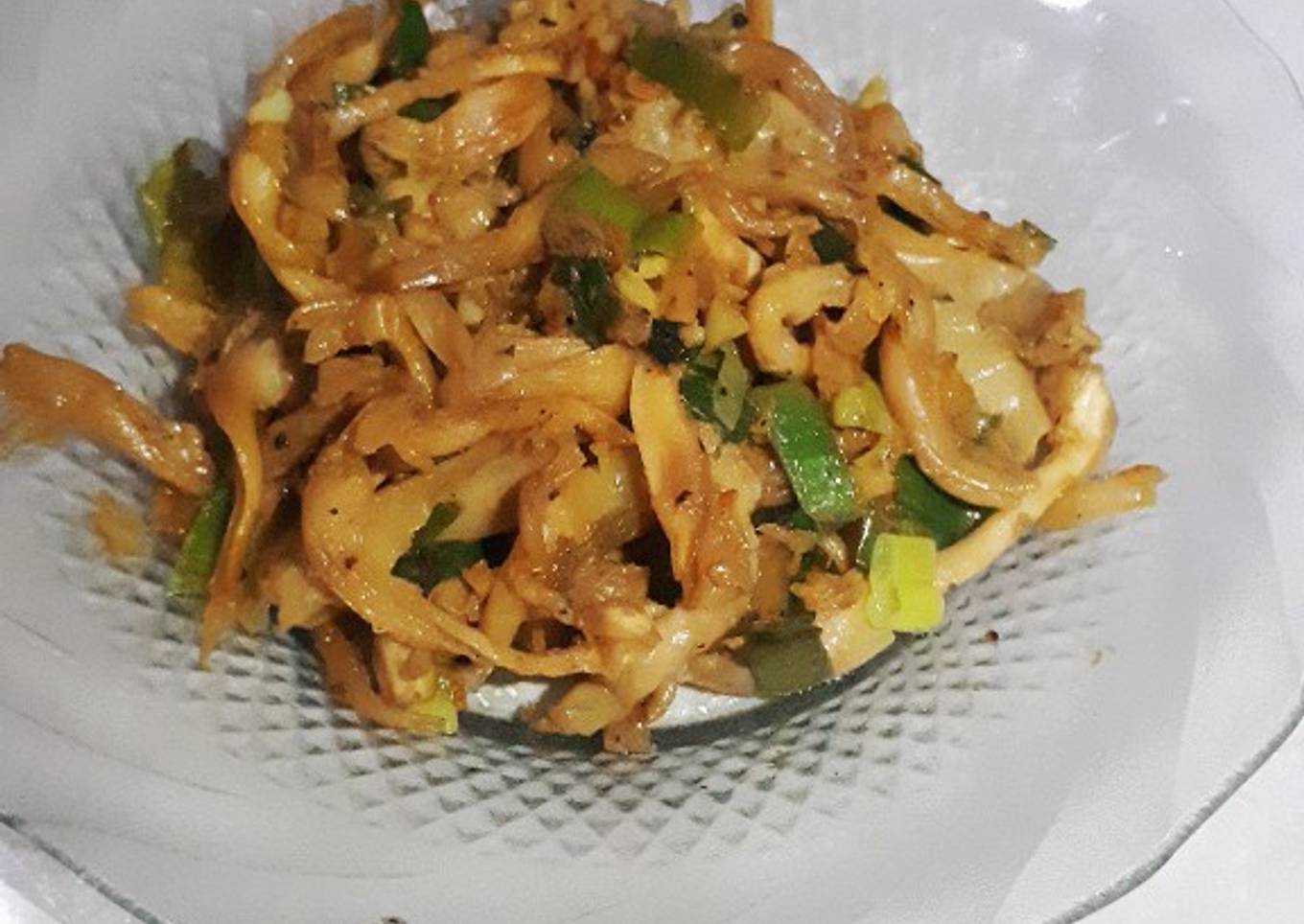 Tumis jamur tiram saus lemon