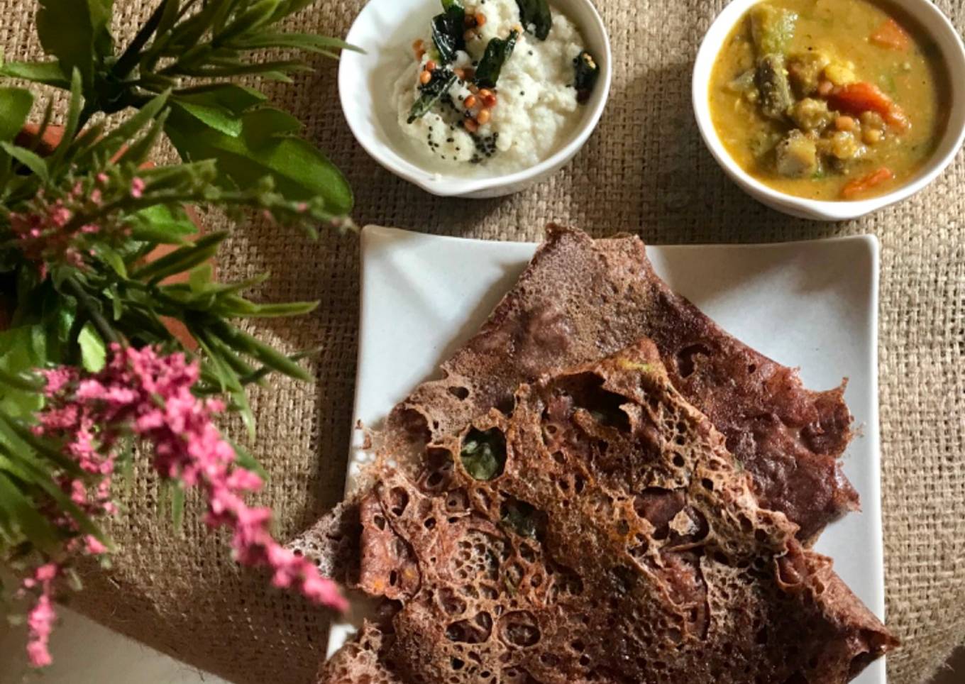 Instant ragi neer dosa