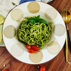 A picture of Pasta in Spinach and Basil Sauce.