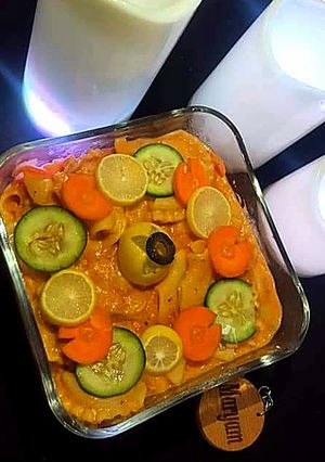 A picture of Chicken cheese pasta.