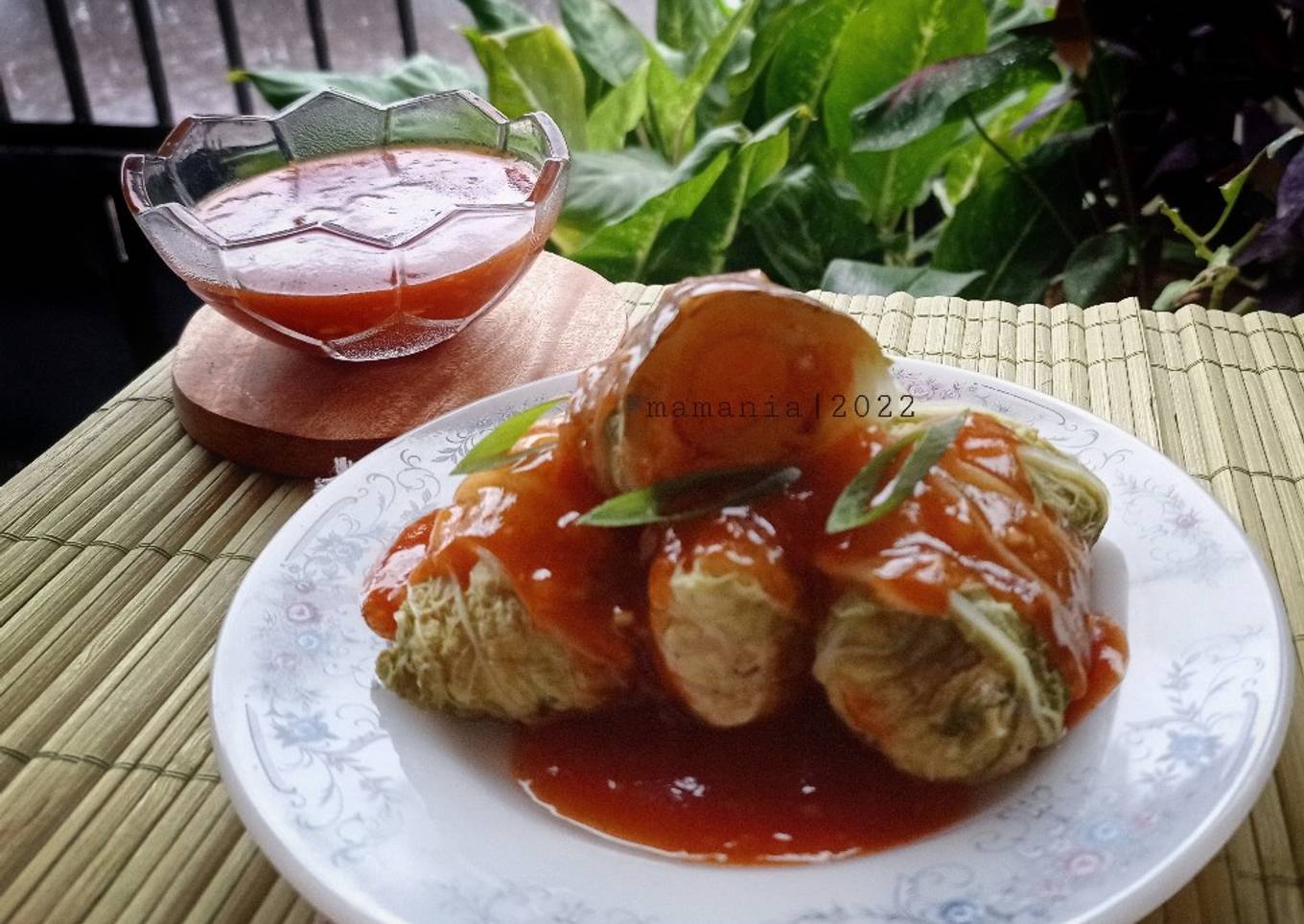 Sawi Gulung isi tahu telur puyuh