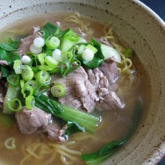 A picture of Beef & Bok Choy Ramen Soup.