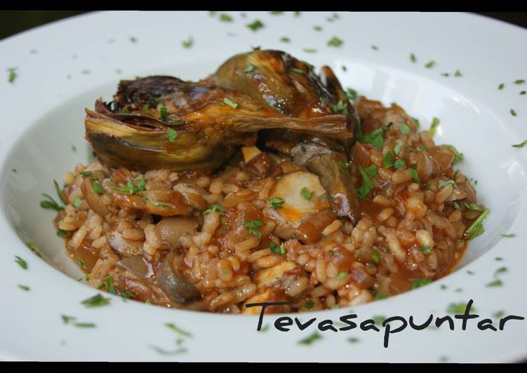 Arroz con solomillo y alcachofas