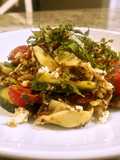 Tortellini olive tapenade with marinated tomatoes and cucumbers
