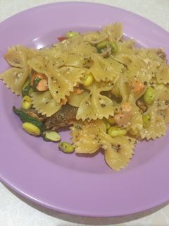 Foto resep Salmon Cheese Cream with Wine Pasta (One Pan Pasta)