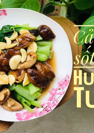 Hình của món Cải thìa sốt nấm hương tươi.