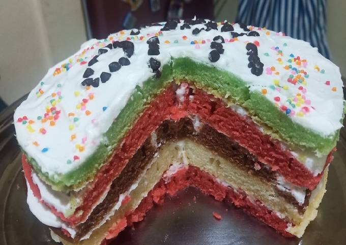 Rainbow Cake (panggang teflon)