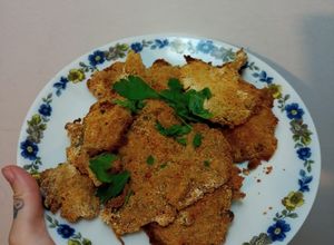 Una foto de Girgolangas (Milanesas veganas de Gírgolas)