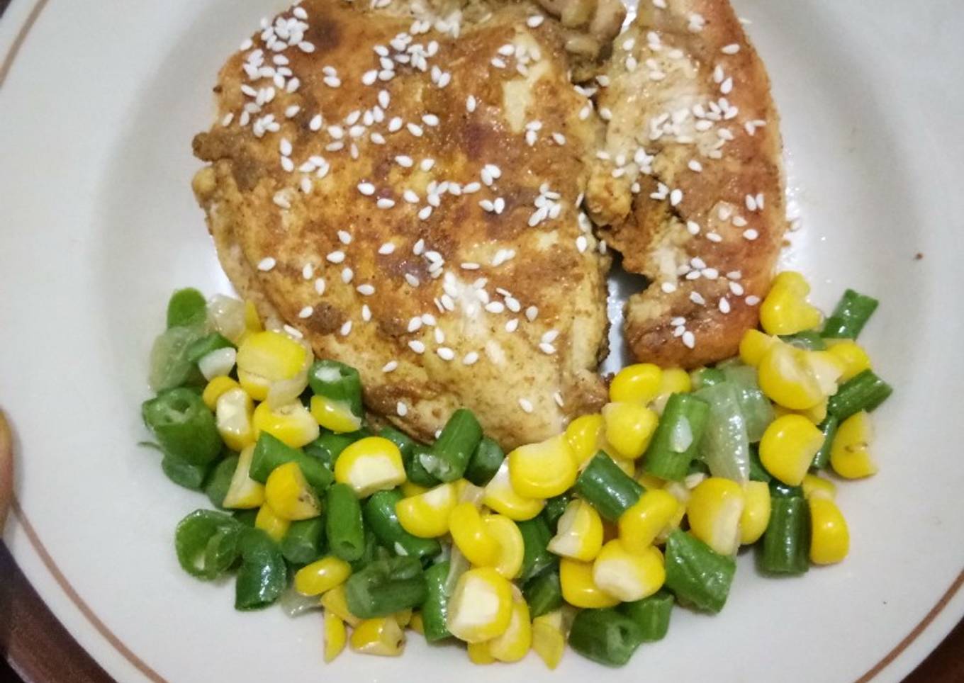 Menu diet : Ayam Panggang bumbu kari (pakai teflon)