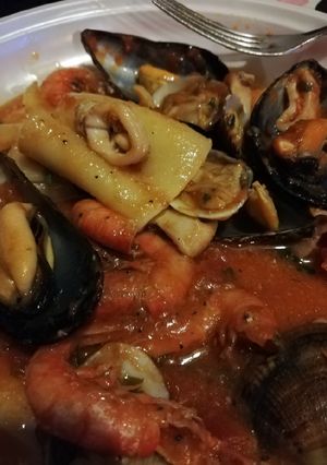A picture of Paccheri with Seafood.