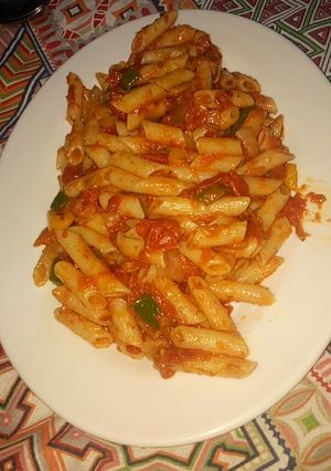 A picture of Red sauce pasta recipe#ramzan special.