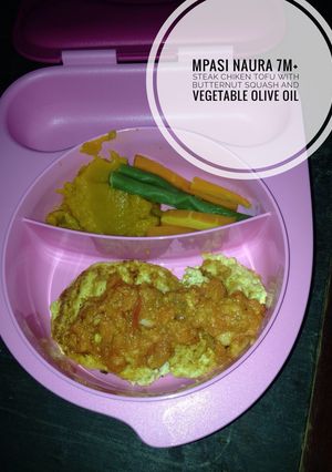 Foto resep Mpasi naura steak chiken tofu with butternut squash & vegetable