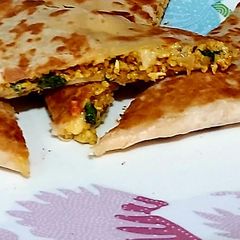 Bhurji cheese paratha A picture of Bhurji cheese paratha.