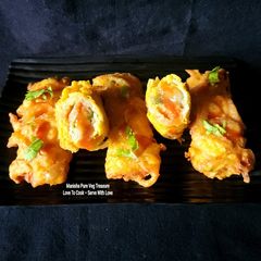 Potato Stuffed Onion Bread Roll Fritters - Aloo Pyaz Bread Roll Pakore A picture of Potato Stuffed Onion Bread Roll Fritters - Aloo Pyaz Bread Roll Pakore.