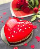 3D mirror cake καρδιά, φράουλα & μους βανίλιας