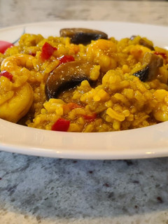 Foto principal de Arroz con gambas y champiñones