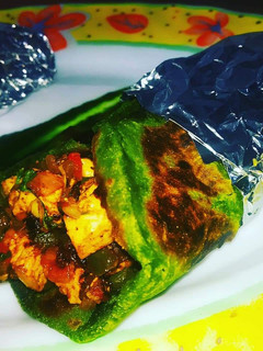A picture of Hara Paratha Rolls/Palak Paneer Kathi Rolls.