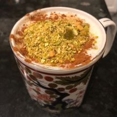 A picture of Sahlab vanilla pudding drink.