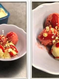 Una foto de Sorbetes de fresas y piña