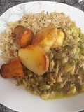 Guiso de zapallito y papitas doradas