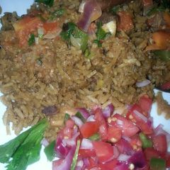 A picture of Pilau beef stew + kachumbari #pilaucontest.