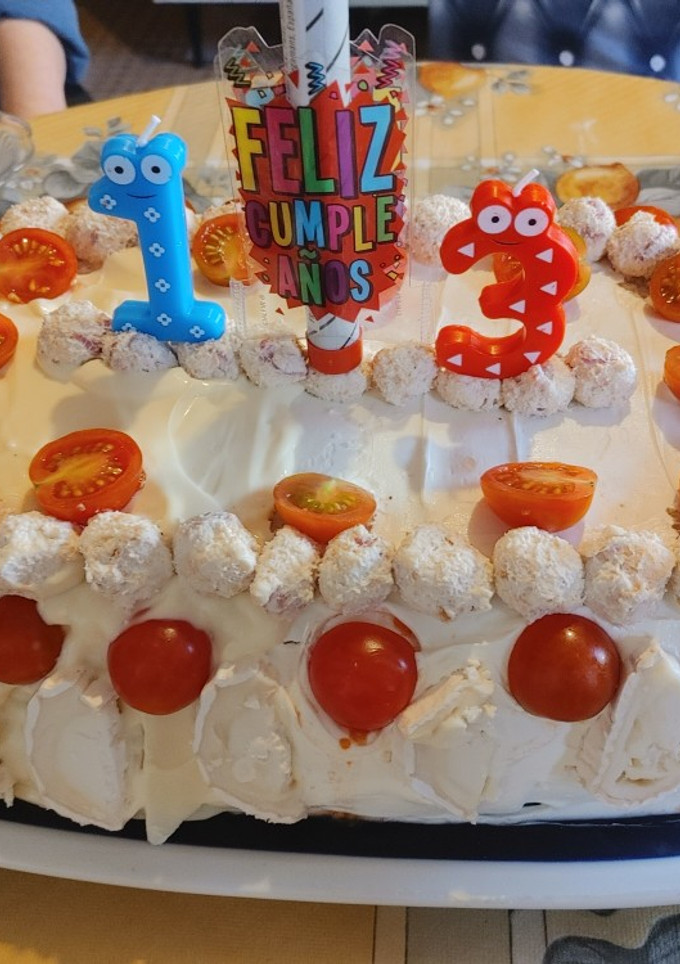 Una foto de Tarta de queso y jamón