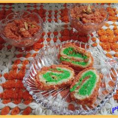 A picture of Gajar Halwa with Gajar-Paneer Roll.