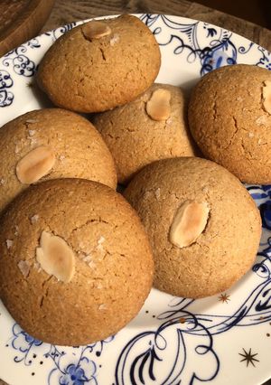 A picture of Chewy orange and tahini cookies - vegan.