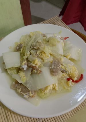 Foto resep 06. Tumis sawi putih sosis telur simple segerr favorit keluarga