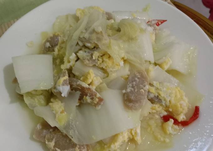 06. Tumis sawi putih sosis telur simple segerr favorit keluarga