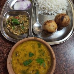 A picture of Dal chawal bati chokha.