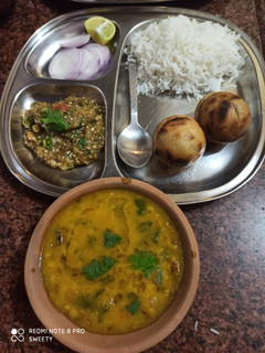 A picture of Dal chawal bati chokha.