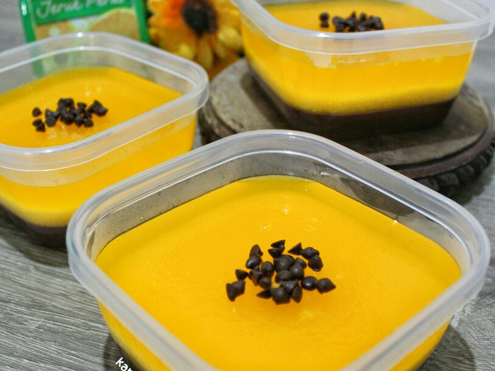 Anti Ribet, Membuat 65. Puding Lapis Nutrisari Jeruk Peras Istimewa
