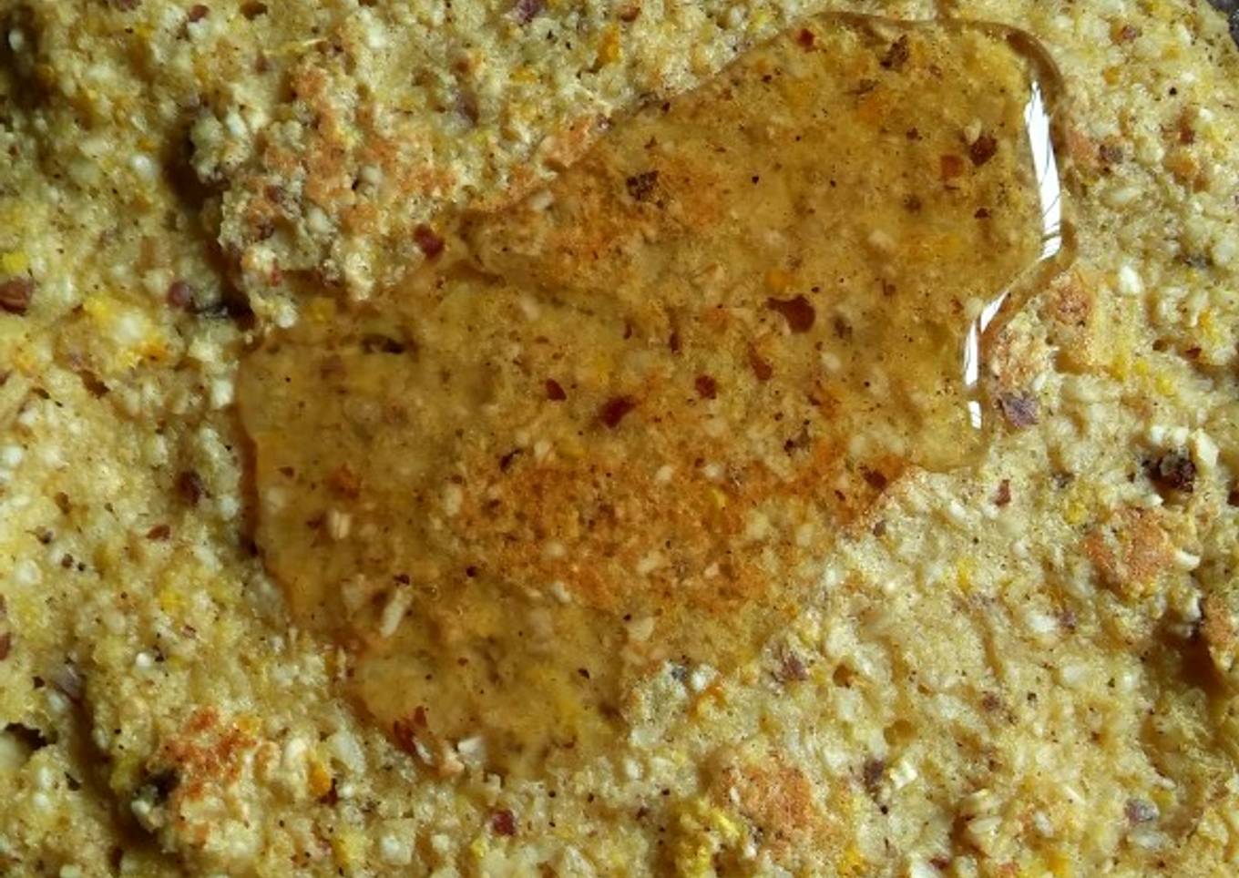 Panqueque de lino, avena, manzana y naranja