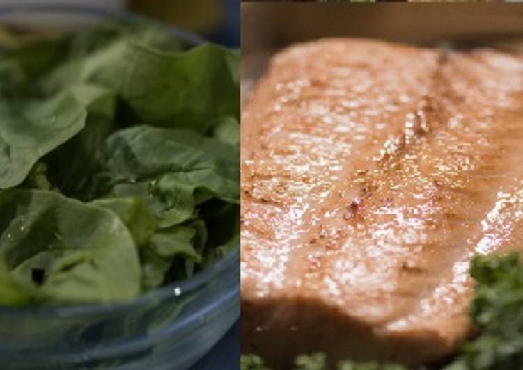 Simple Way to Make Perfect Maple Glazed Salmon with Cooked Spinach