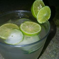 A picture of Mint and cucumber with lemon juice.