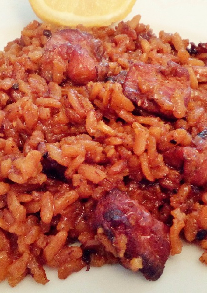Una foto de Paella de lomo de cerdo