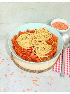 Linsenbolognese mit Vollkornspaghetti Rezepthauptbild