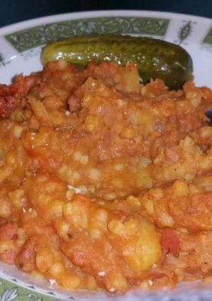 Krumpli paprikás, tarhonyával recept fotója
